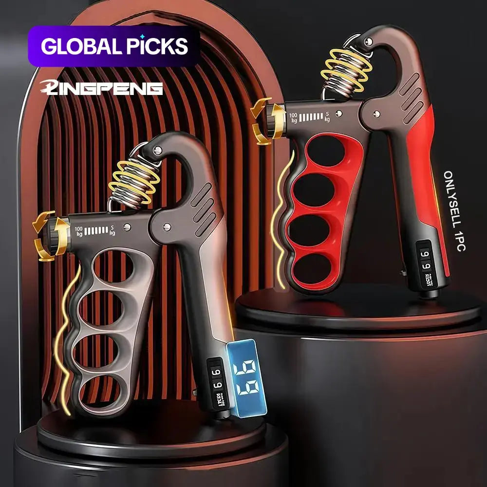 LINGPENG Adjustable Hand Grip Strength Trainer, Hand Grips for Strength Training, Handgrip, 5-100Kg Hand Grip Strengthener with LCD Display, Hand Strengthening Training Equipment, Fitness Equipment for Home Gym Workout, Hand Gripper #GLOBAL PICKS