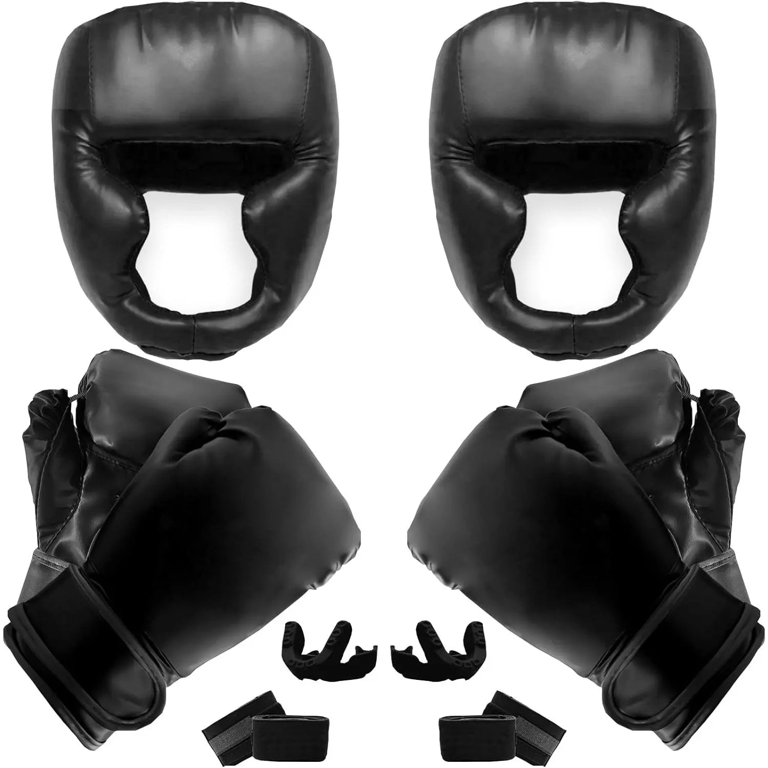 14 Pcs Boxing Set Boxing Equipment Set for Beginners Including 2 Pair of 6 Oz Boxing Gloves Headgear Helmet Hand Wraps Mouth Guards Gifts for Kids Beginners Training Equipment