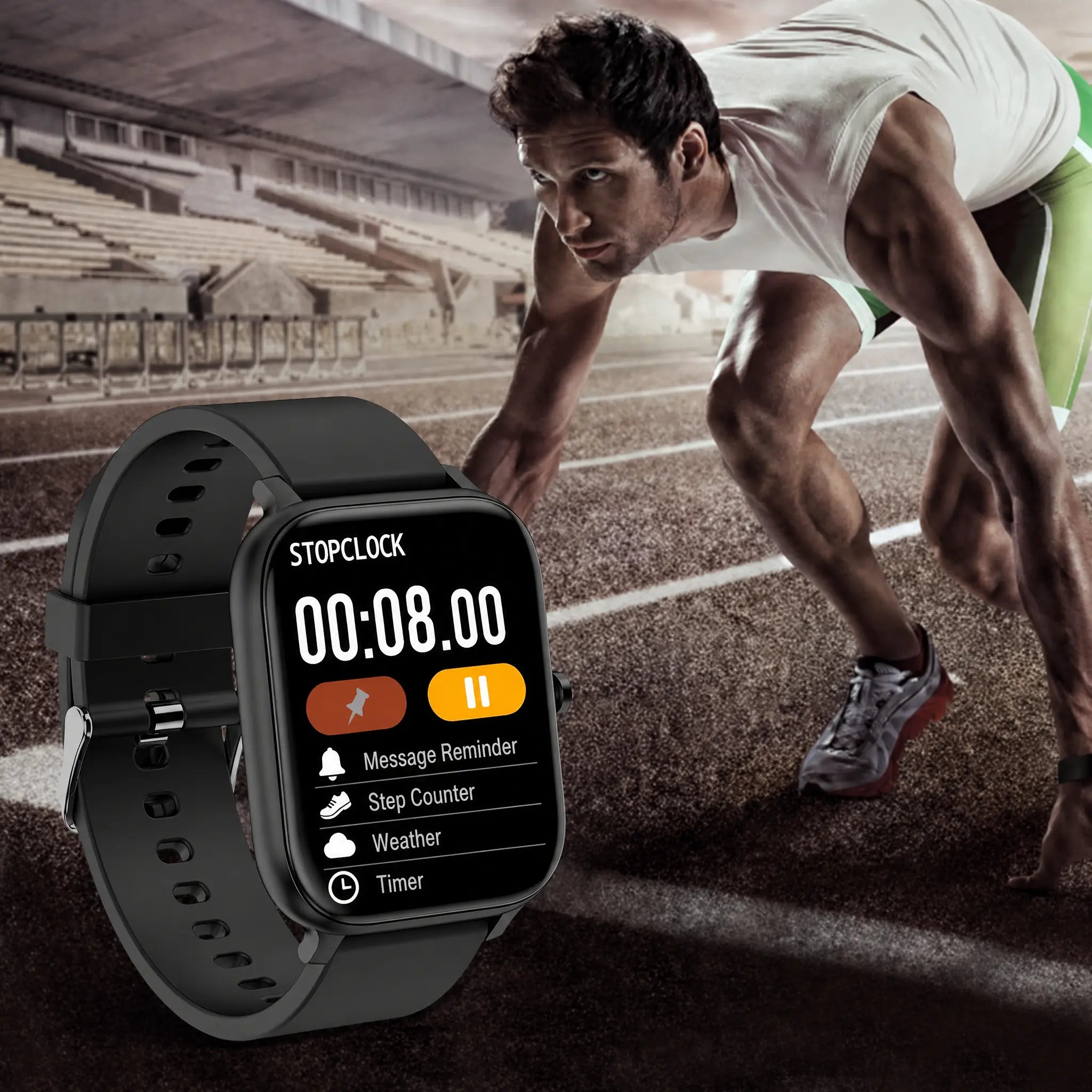 Smart Watch for Men and Women, 1.83" Touch Screen Lifestyle Watch with Message Reminder, Step Counter, Alarm, Timer, Music Control, Comfortable Strap, Compatible with Most Ios and Android Smartphones Fathersdaygift