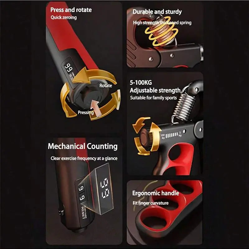 LINGPENG Adjustable Hand Grip Strength Trainer, Hand Grips for Strength Training, Handgrip, 5-100Kg Hand Grip Strengthener with LCD Display, Hand Strengthening Training Equipment, Fitness Equipment for Home Gym Workout, Hand Gripper #GLOBAL PICKS