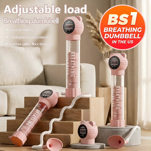 Adjustable Resistance Breathing Dumbbell Trainer - Lung Training Fitness Equipment with Multiple Levels, Boosts Lung Capacity, Strengthens Respiratory Muscles, Improves Endurance, Portable for Home & Gym