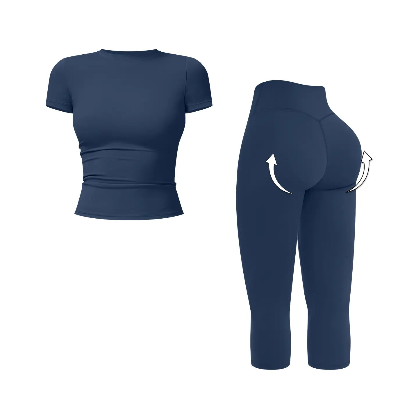 MFVIM Women’S Breathable Body-Shaping Yoga Outfit, High-Waisted Quick-Dry Fitness Wear, Versatile Three-Quarter Shorts Sports Set,Summerwins