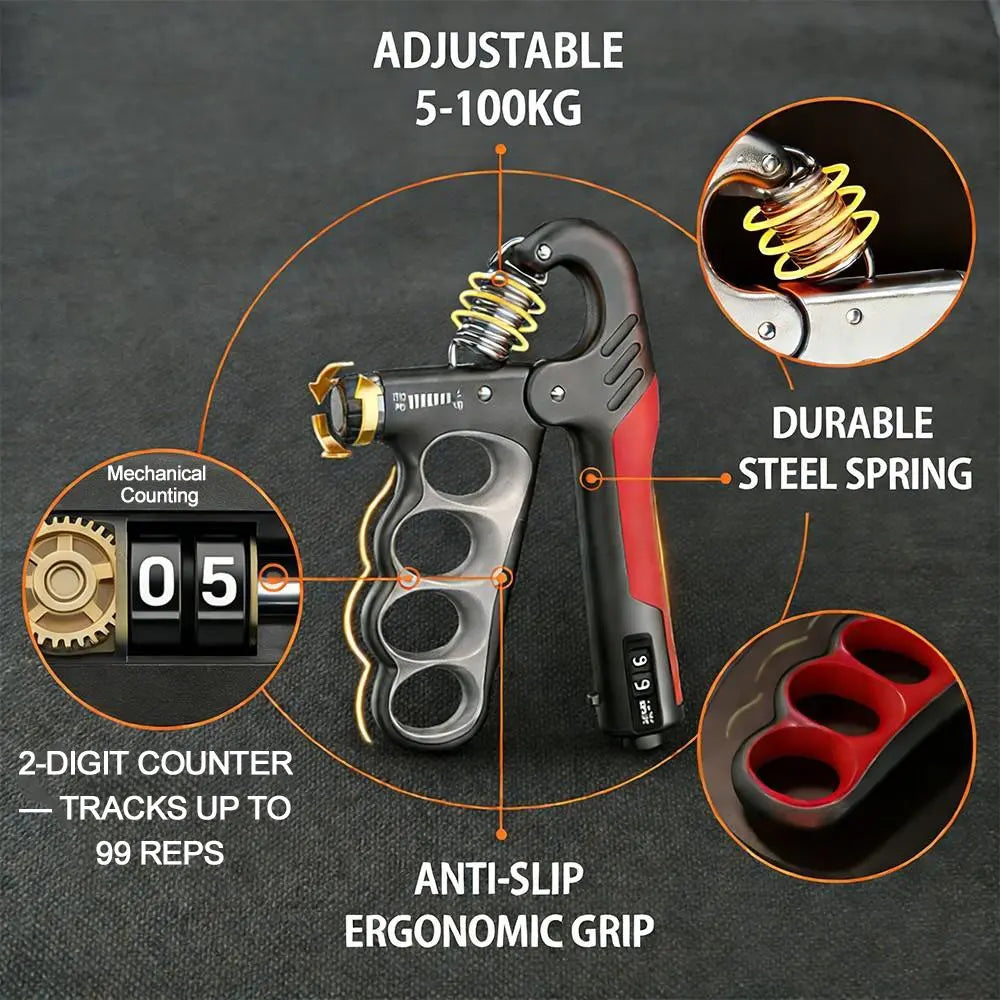 LINGPENG Adjustable Hand Grip Strength Trainer, Hand Grips for Strength Training, Handgrip, 5-100Kg Hand Grip Strengthener with LCD Display, Hand Strengthening Training Equipment, Fitness Equipment for Home Gym Workout, Hand Gripper #GLOBAL PICKS