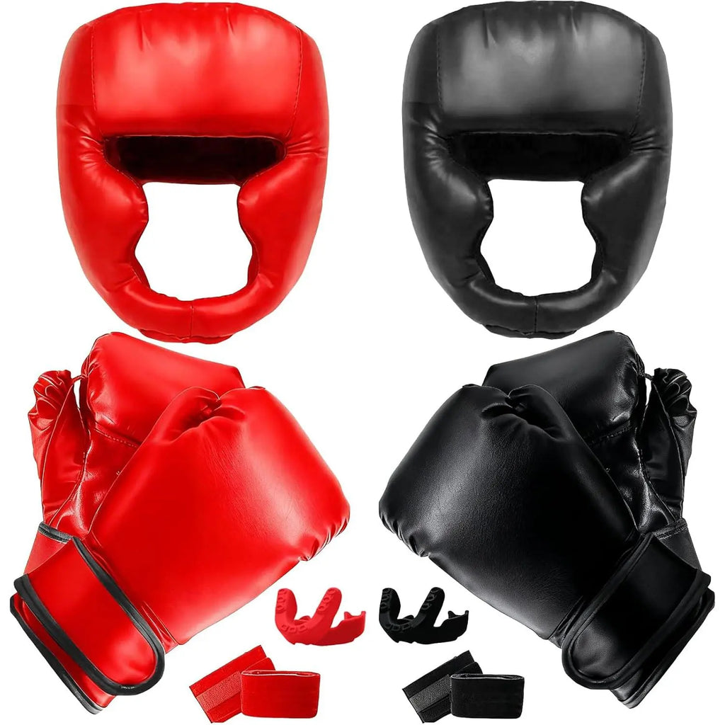 14 Pcs Boxing Set Boxing Equipment Set for Beginners Including 2 Pair of 6 Oz Boxing Gloves Headgear Helmet Hand Wraps Mouth Guards Gifts for Kids Beginners Training Equipment