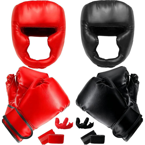 14 Pcs Boxing Set Boxing Equipment Set for Beginners Including 2 Pair of 6 Oz Boxing Gloves Headgear Helmet Hand Wraps Mouth Guards Gifts for Kids Beginners Training Equipment