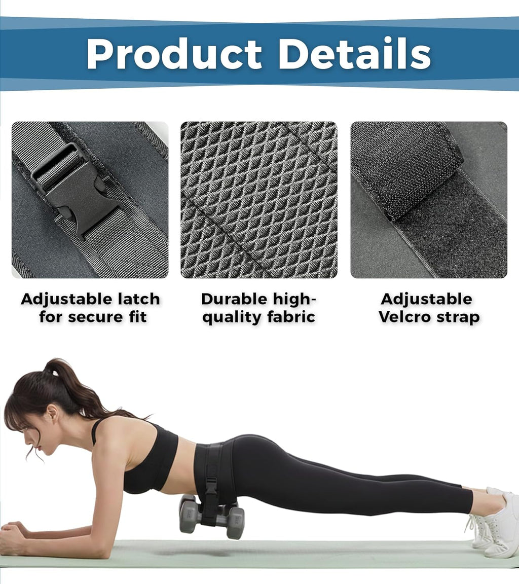 Hip Thrust Belt for Dumbbells, Kettlebells & Plates, Adjustable Booty Belt with Slip-Resistant Padding, Comfortable Glute Bridge Weight Belt for Home & Gym Workouts